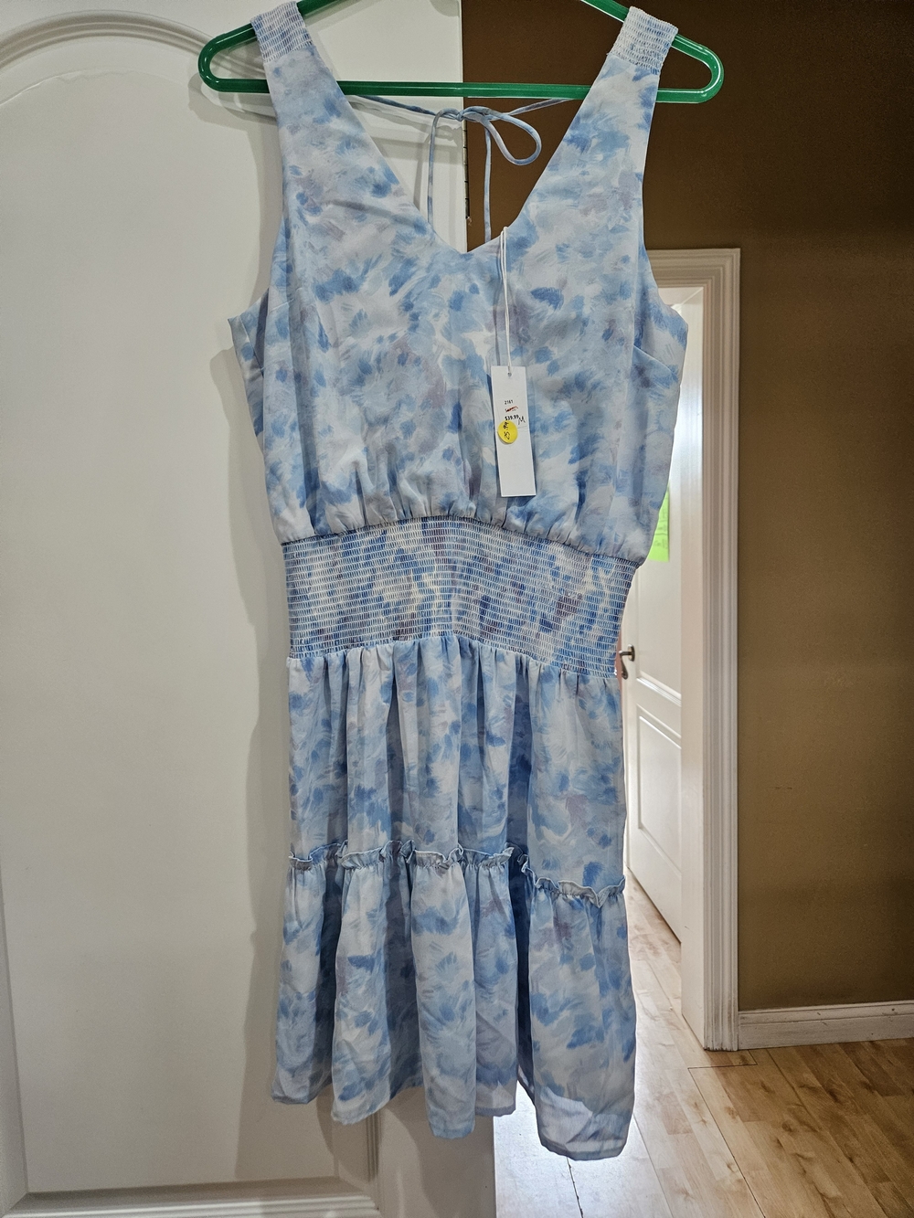 Gilli Blue and White Watercolor Tie-Back Sundress